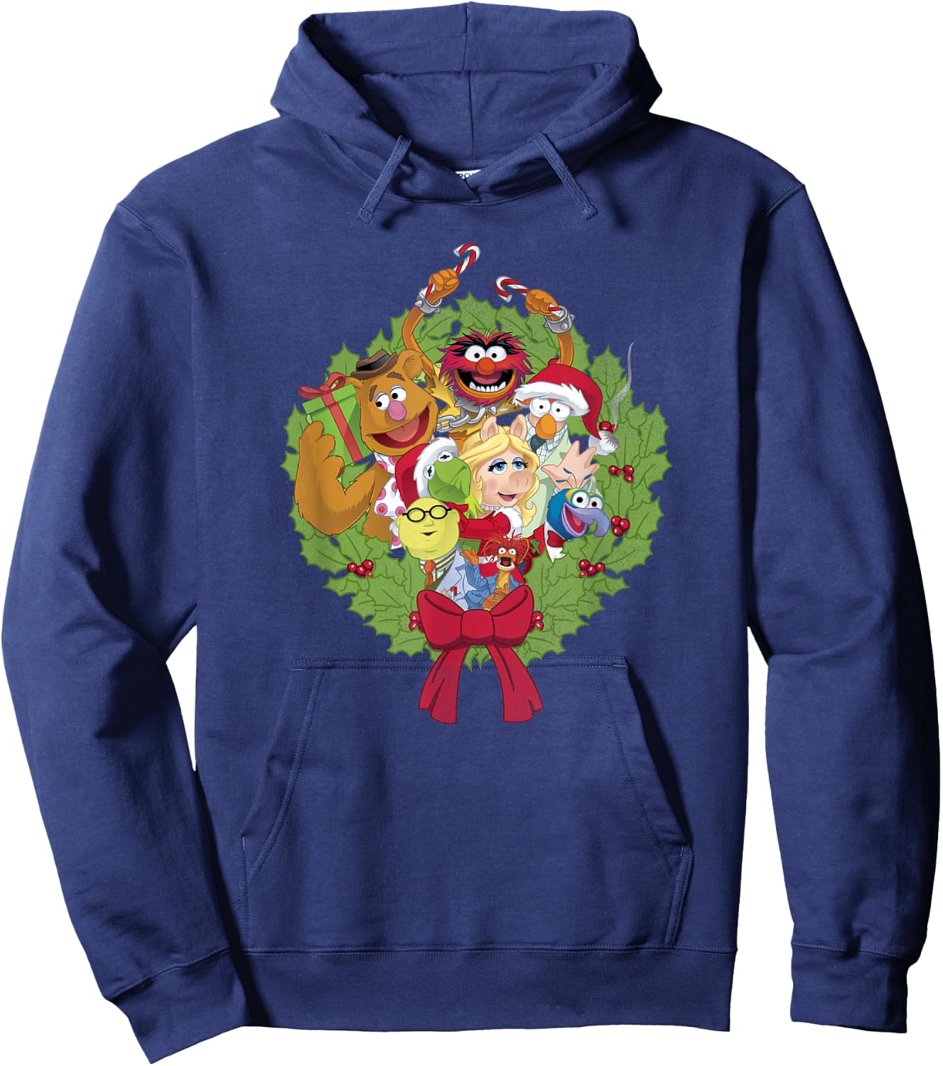Disney The Muppets Christmas Muppet Group Wreath Hoodie - Hoodie | Navy