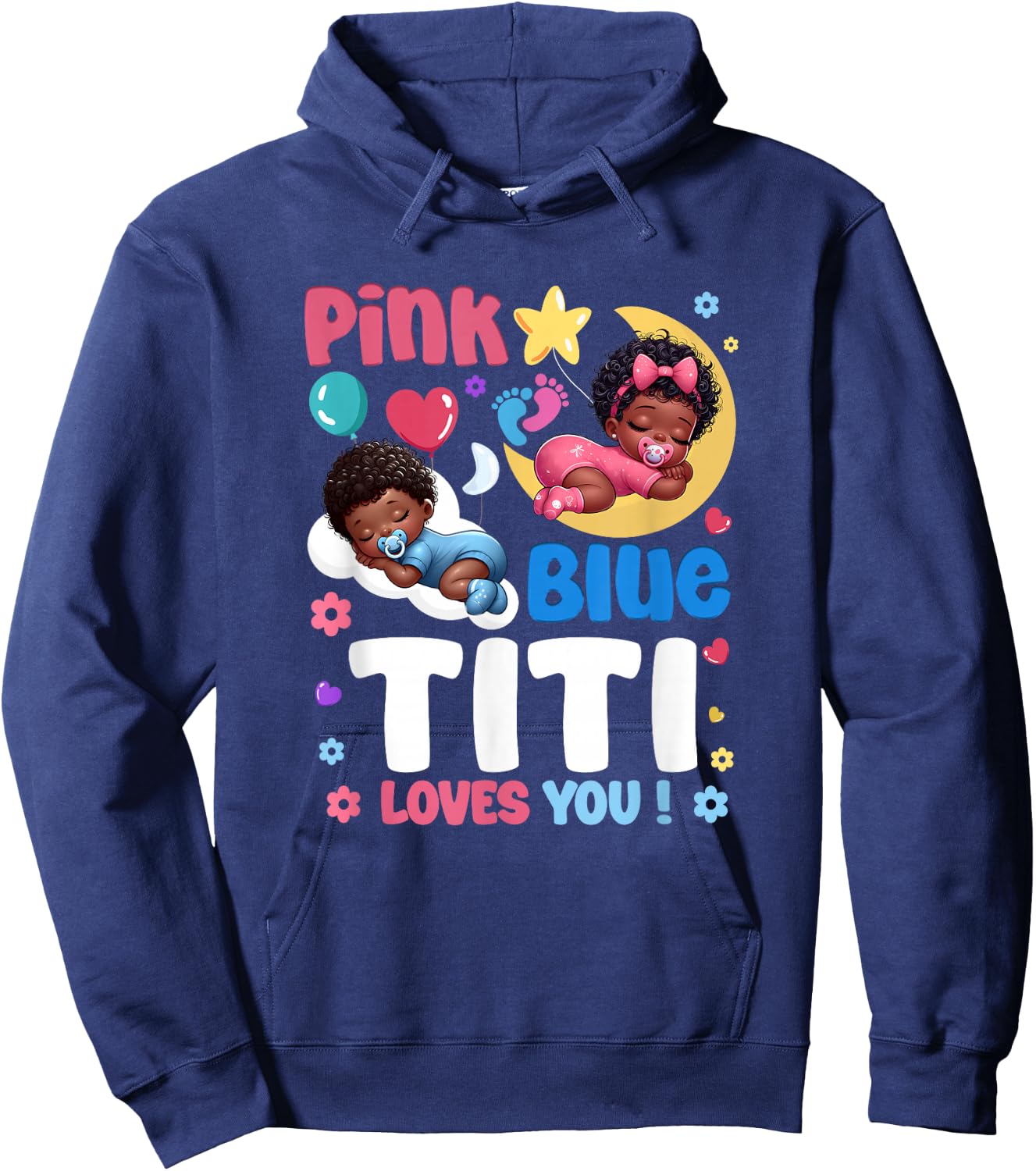 Pink Or Blue Titi Loves You Baby Gender Reveal Party Hoodie - Hoodie | Navy