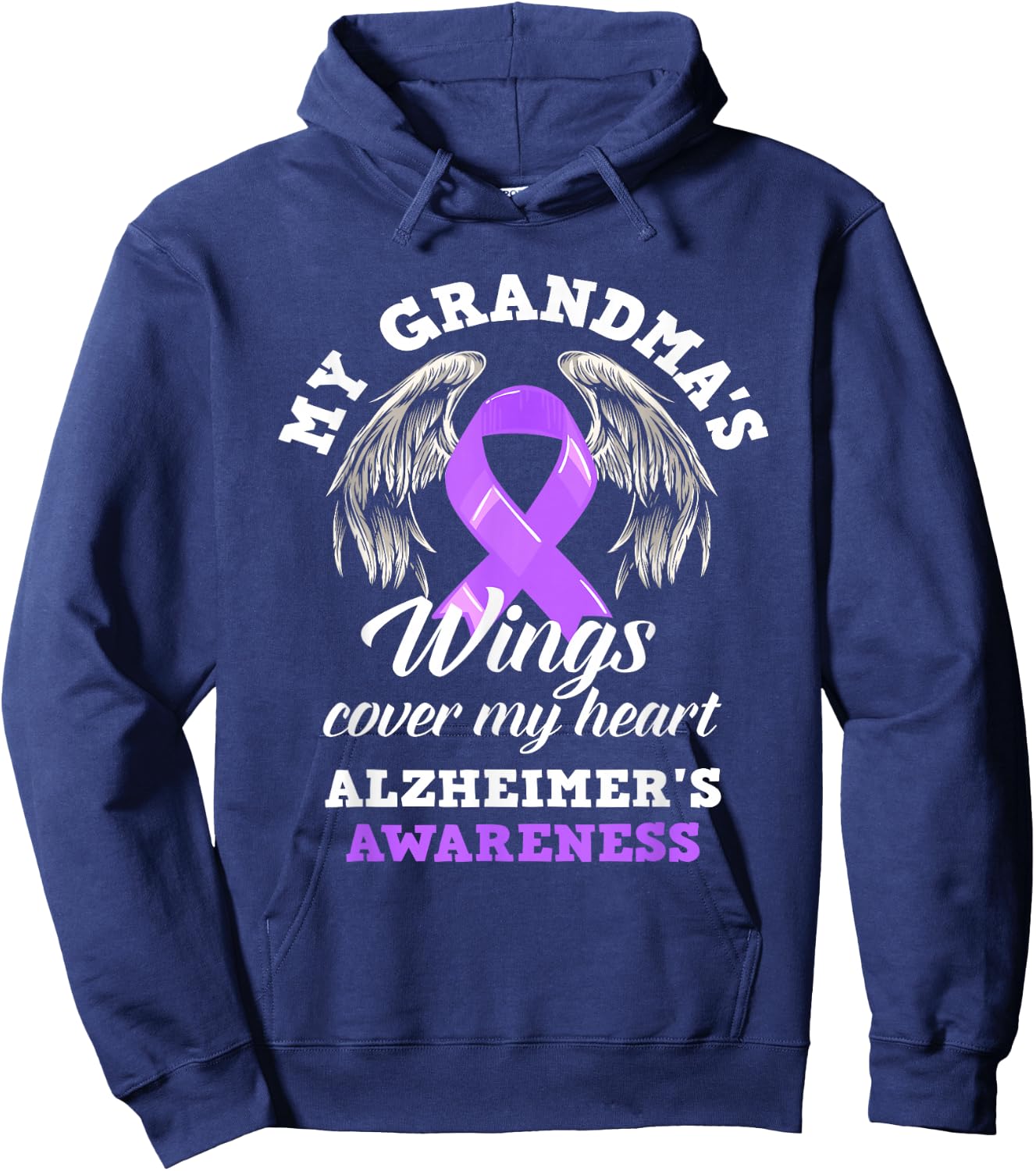 My Grandma's Wing Cover My Heart Alzheimer's Awareness Hoodie - Hoodie | Navy