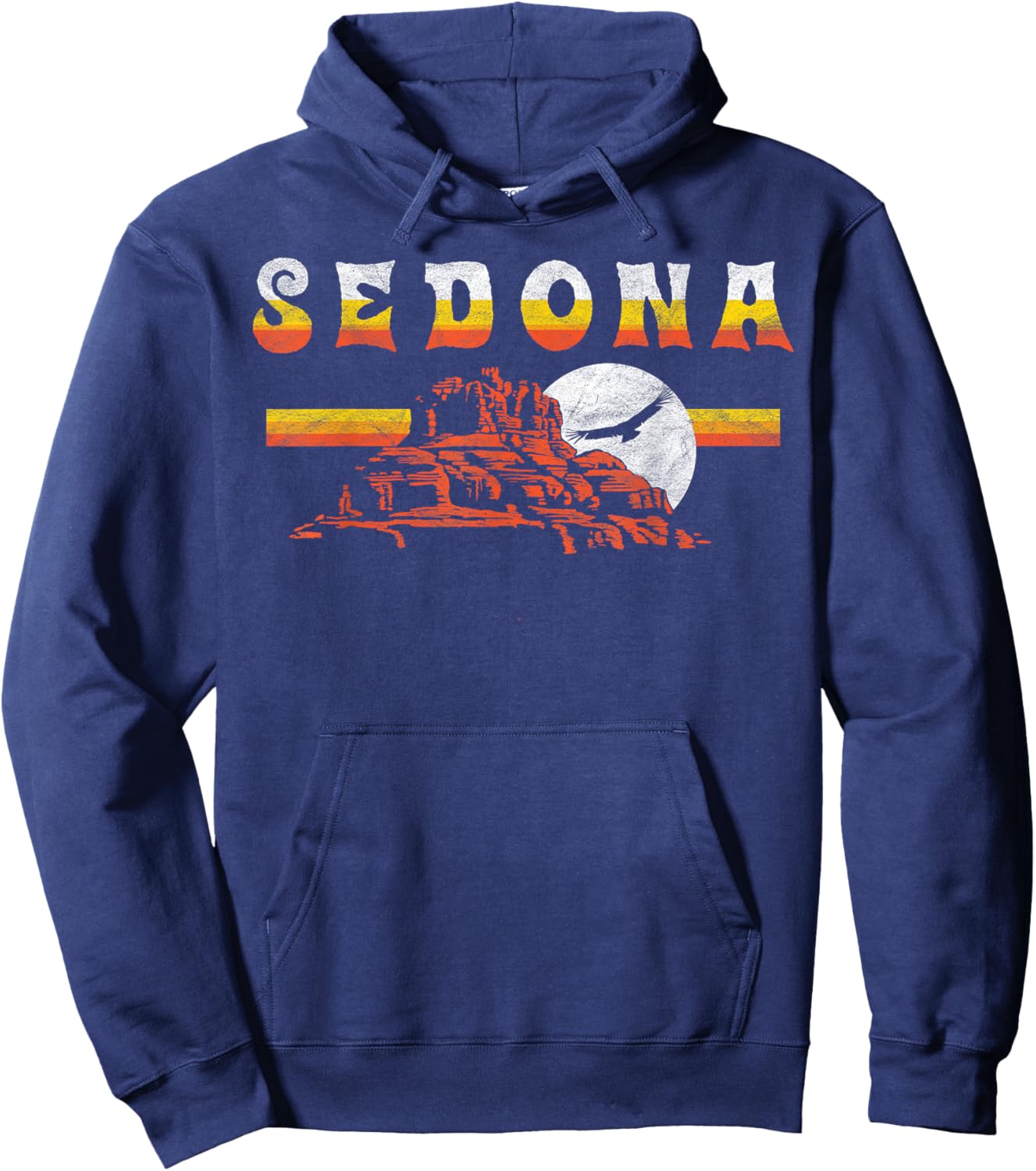 Sedona Arizona Vintage Distressed Bell Skirt Hiking Retro Hoodie - Hoodie | Navy