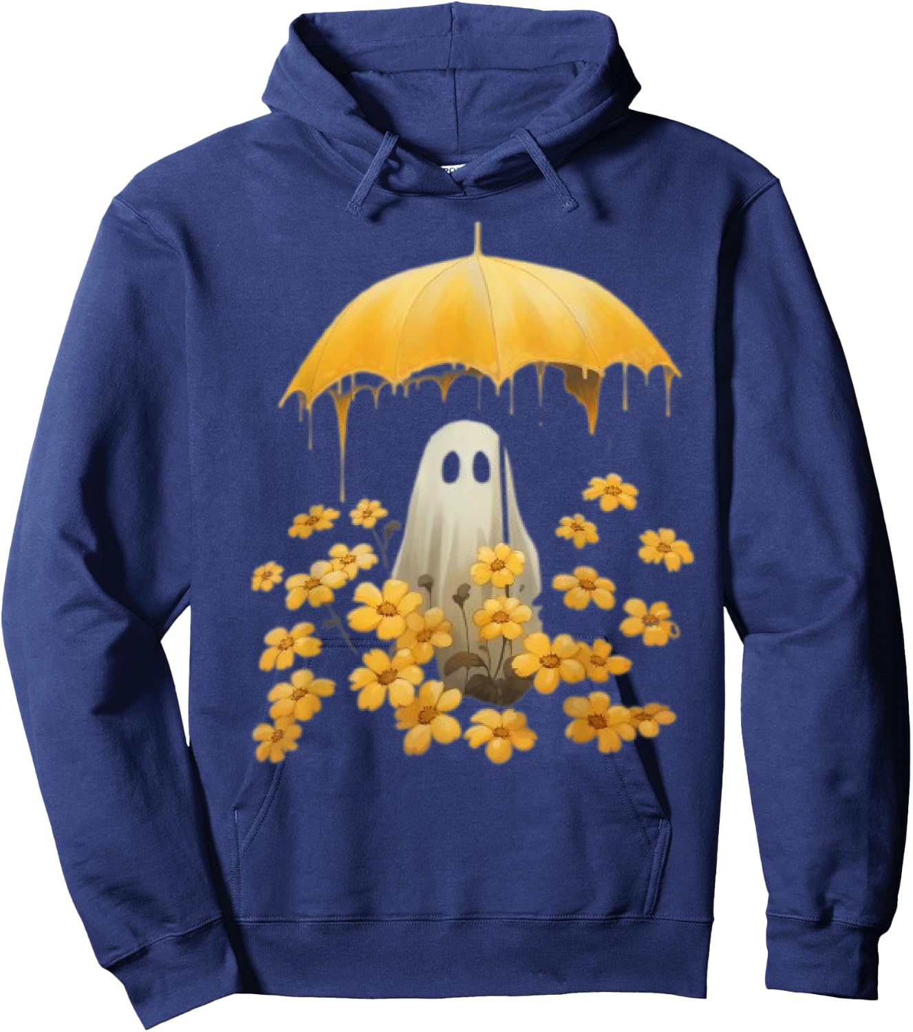 Vintage Floral Ghost Halloween Ghost In The Forest Gothic Hoodie - Hoodie | Navy