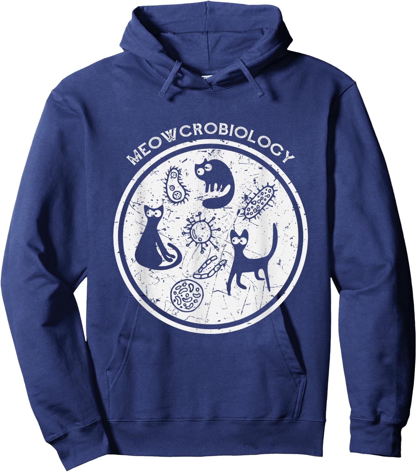 Meowcrobiology Shirt Science Cat Lover Gift Hoodie - Hoodie | Navy