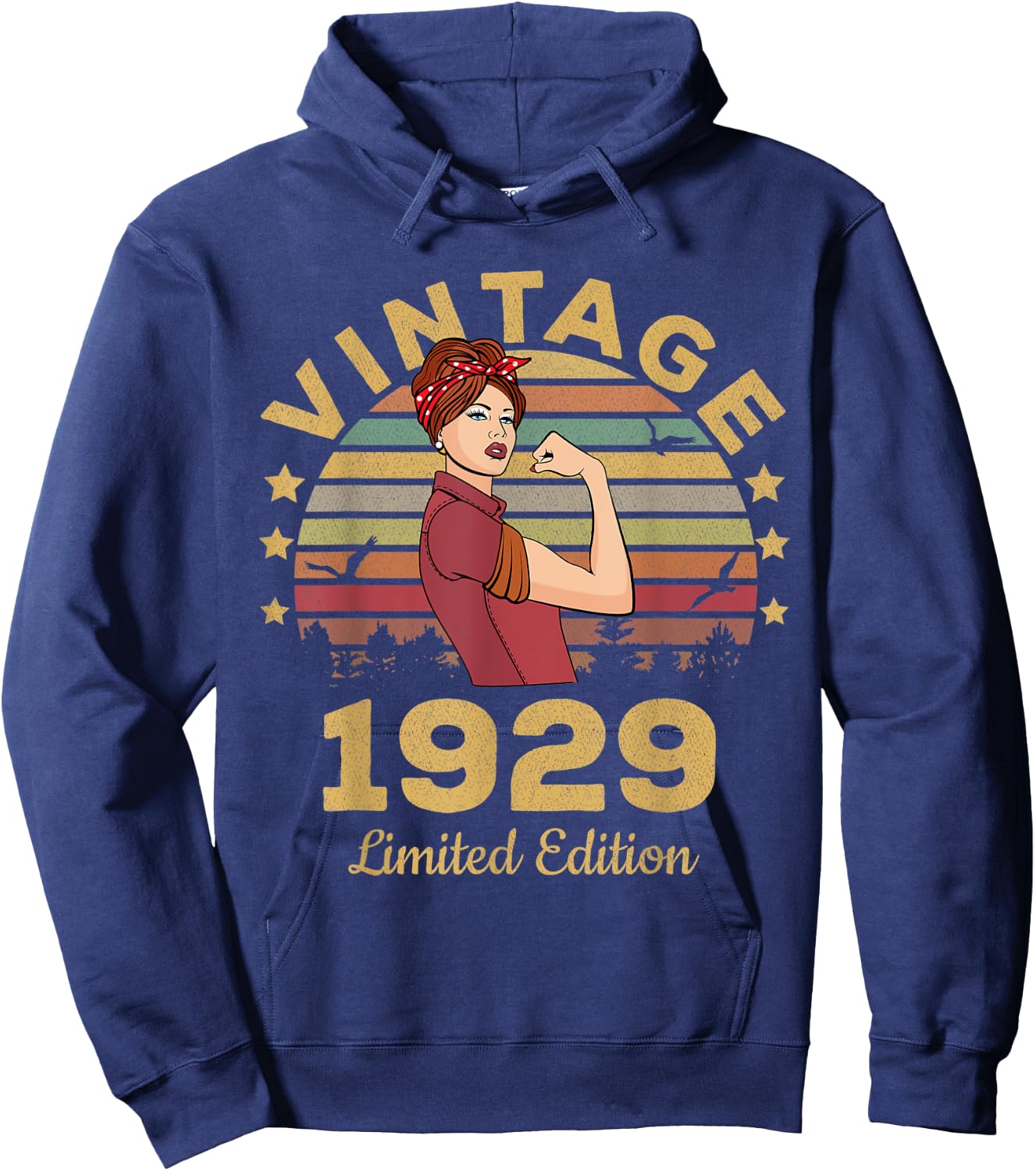 Vintage 1929 Made In 1929 92nd Birthday Women 92 Years Hoodie - Hoodie | Navy
