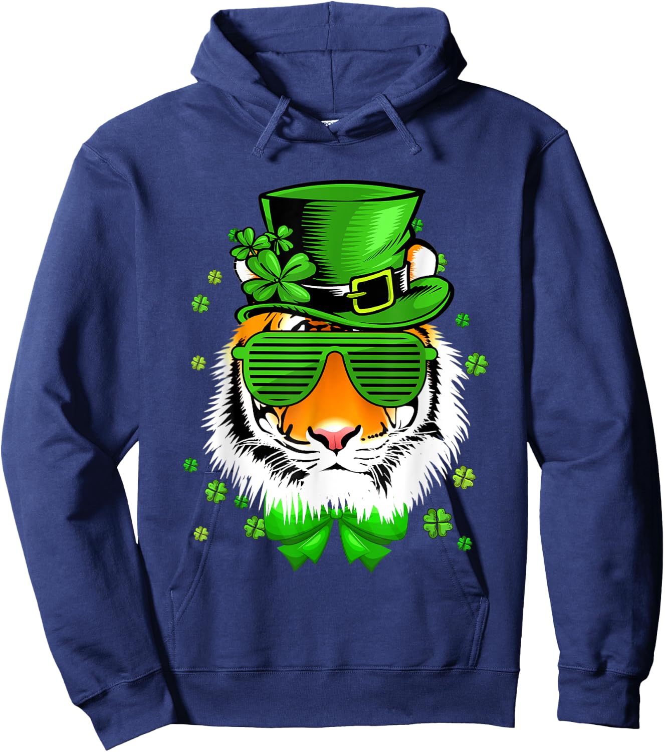 Tiger with Leprechaun hat st patricks day Hoodie - Hoodie | Navy