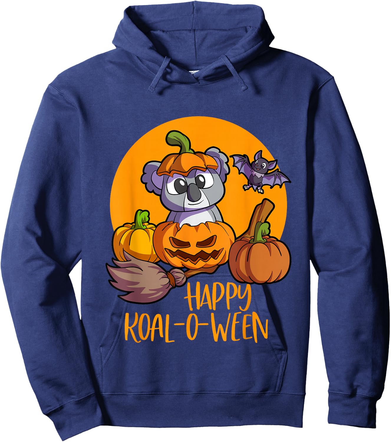 Koala on Pumpkin Witch Hat Pumpkin Face Halloween Koala Hoodie - Hoodie | Navy