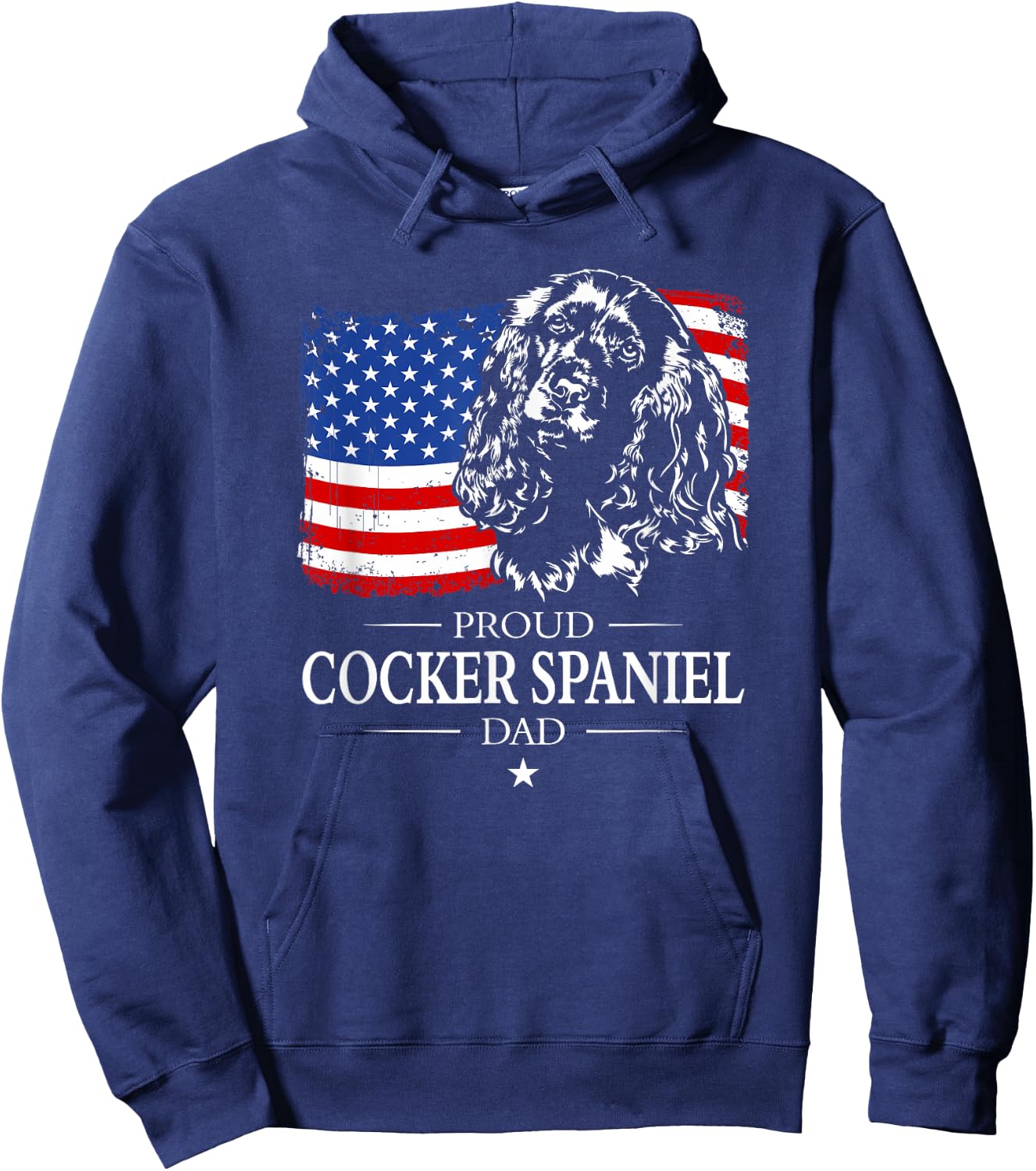 Proud Cocker Spaniel Dad American Flag patriotic dog gift Hoodie - Hoodie | Navy