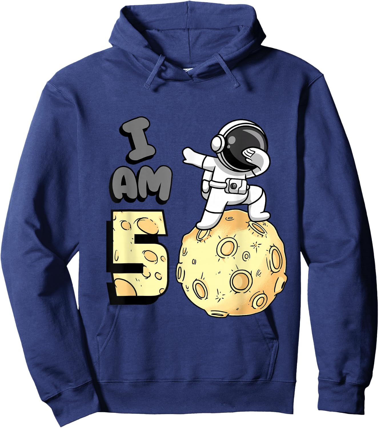 I am 5 Space Astronaut Kid Moon Walker 5th Birthday Hoodie - Hoodie | Navy