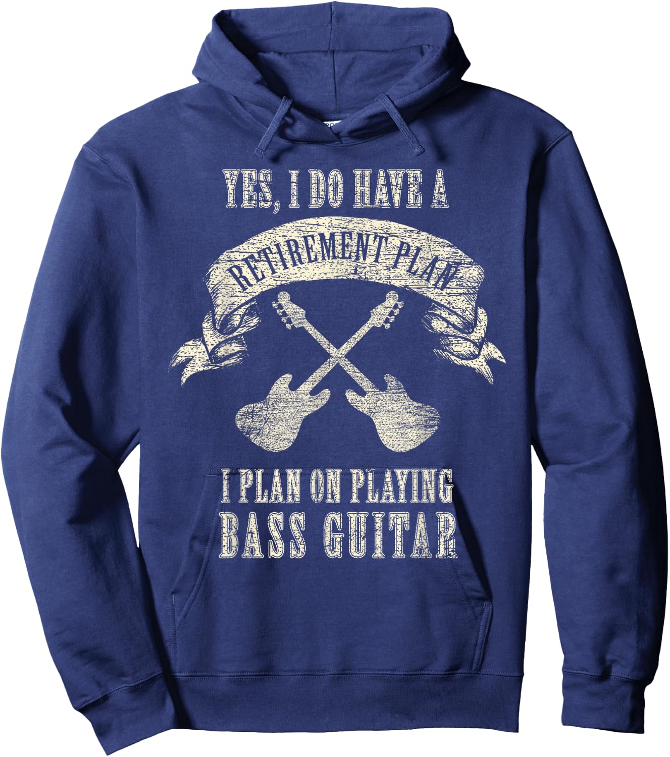 Retirement Plan Bass Guitar Player Bassist Vintage Retro Hoodie - Hoodie | Navy