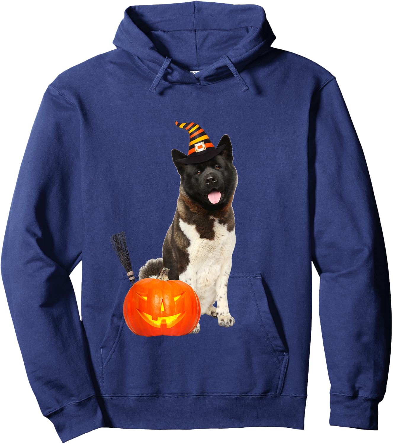 Akita Witch Hat Halloween Dog Costume Hoodie - Hoodie | Navy