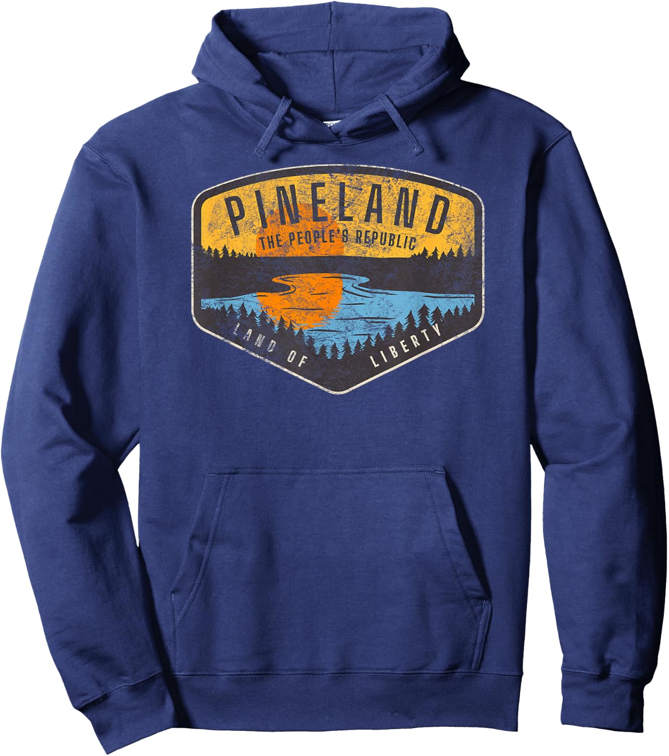 American Marauder: Pineland Camping Retro Badge Hoodie - Hoodie | Navy