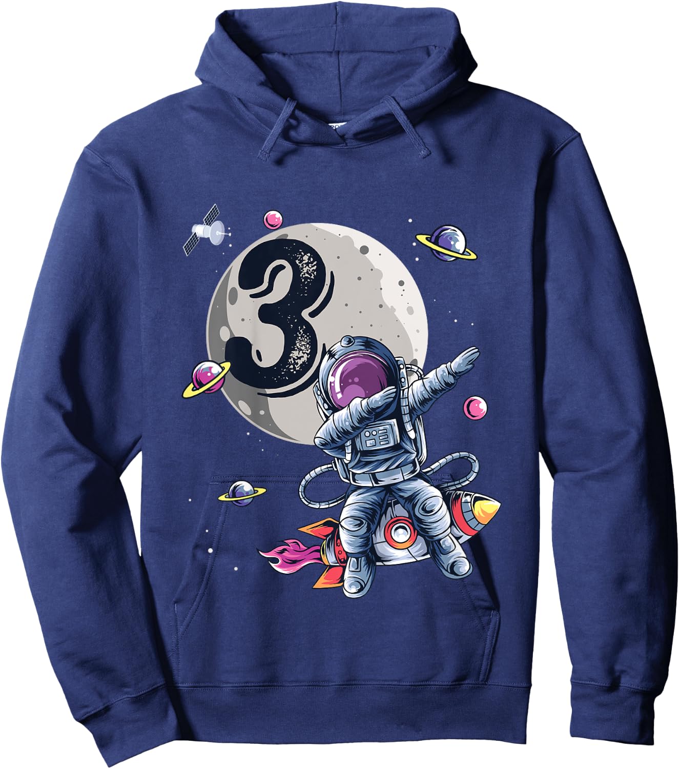 Kids 3 Years Old Birthday Boy Astronaut Gifts Space 3rd B-Day Hoodie - Hoodie | Navy