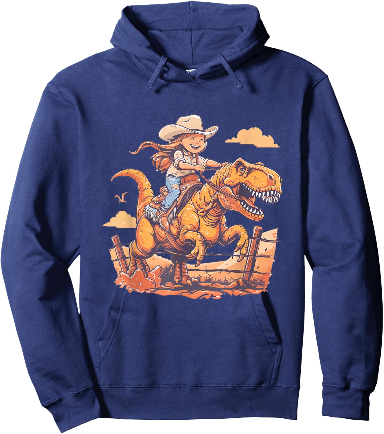Dino Cowgirl Girls' Dinosaur Rodeo Rider - Nursery Hoodie - Hoodie | Navy