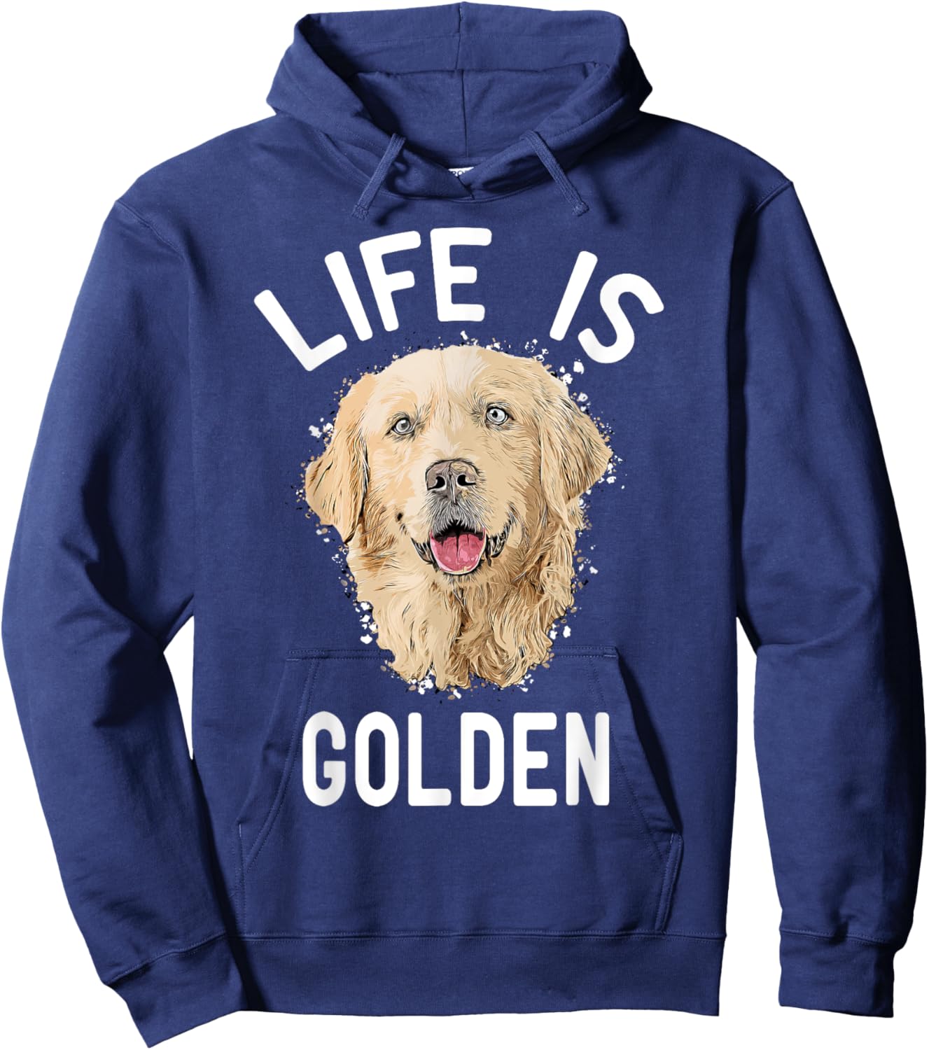 Cartoon Golden Retriever Gift Life is Golden Retrievers Hoodie - Hoodie | Navy