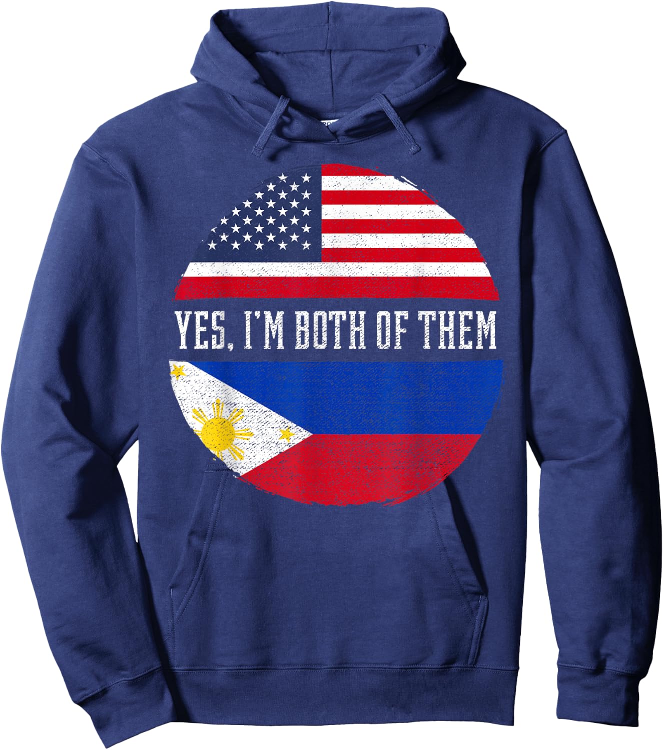 Half American Half Filipino USA Flag Philippines Heritage Hoodie - Hoodie | Navy