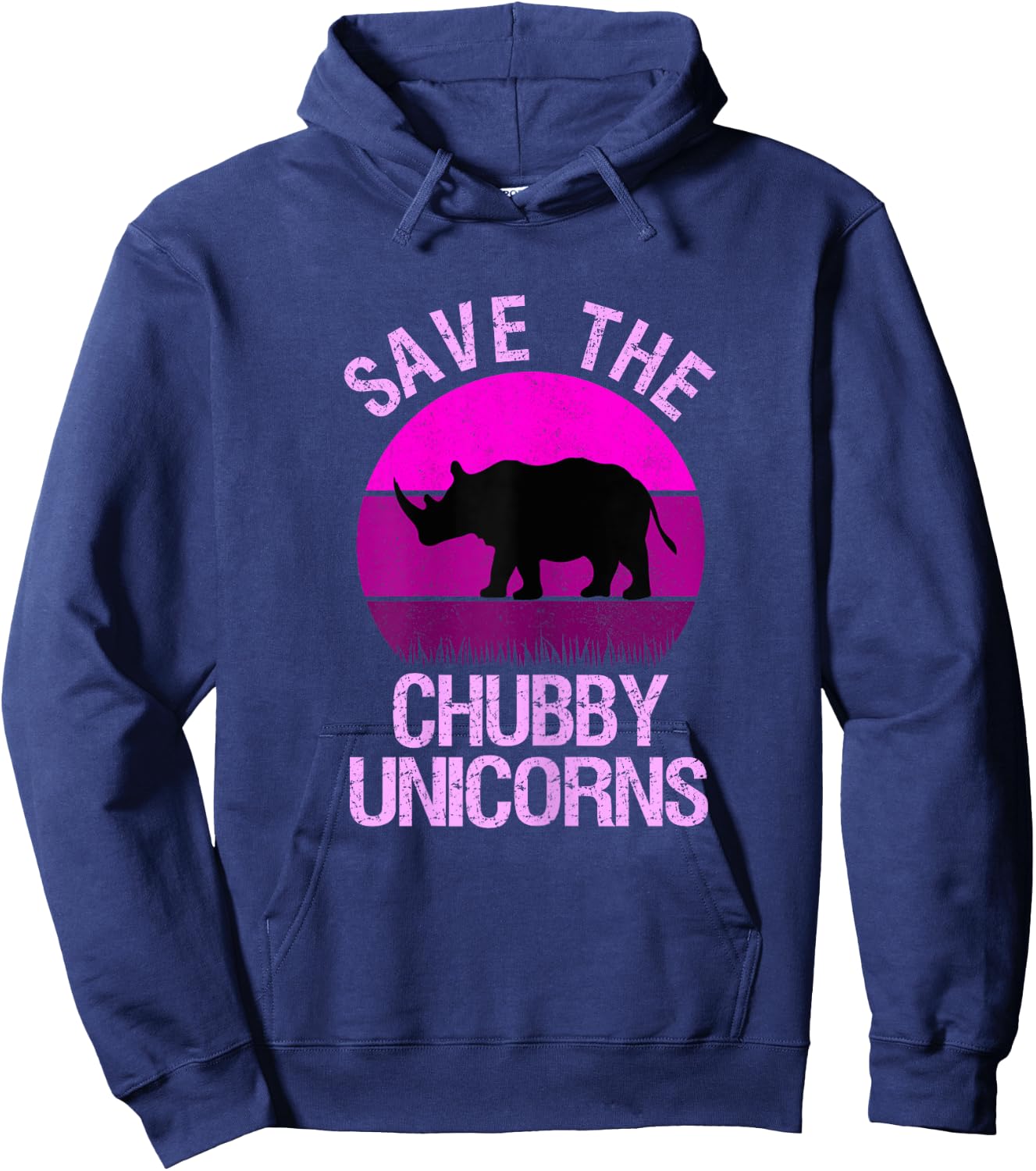 Save The Chubby Unicorns Retro Style Rhino gift Hoodie - Hoodie | Navy