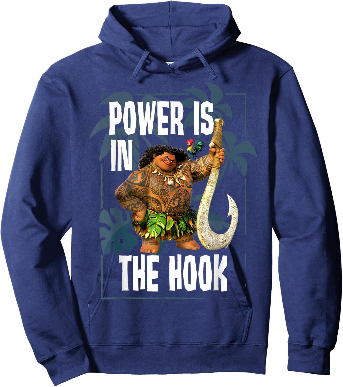 Disney Moana Maui Power Is In The Hook Portrait Hoodie - Hoodie | Navy