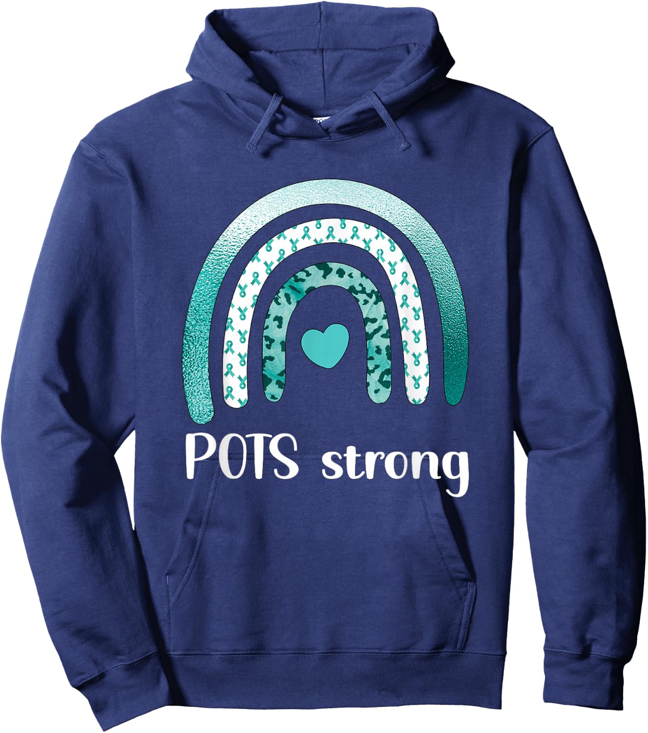POTS Disease Awareness Month | POTS Warrior POTS Strong Postural Orthostatic Tachycardia Syndrome - -Adults, Black, Small, Short Sleeve Hoodie - Hoodie | Navy