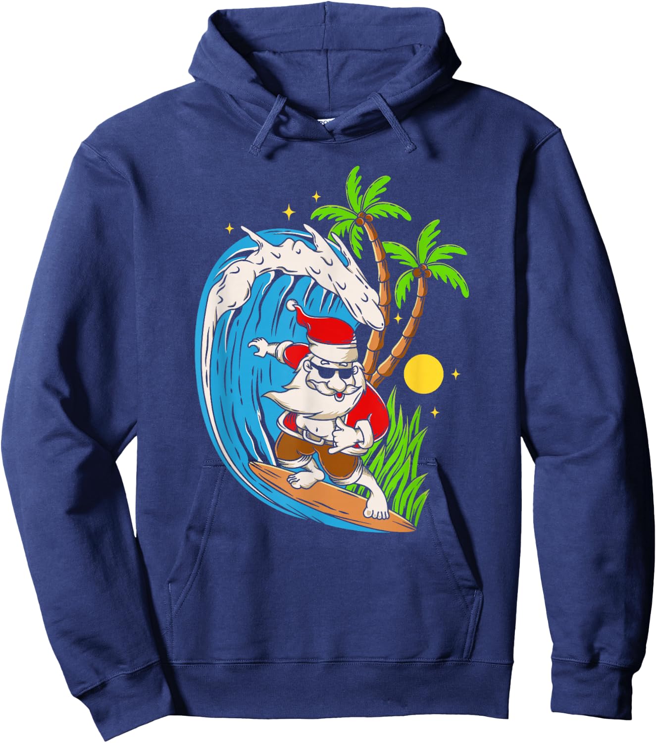 Christmas in July | Summer Santa Claus Beach Hawaii Surf Hoodie - Hoodie | Navy