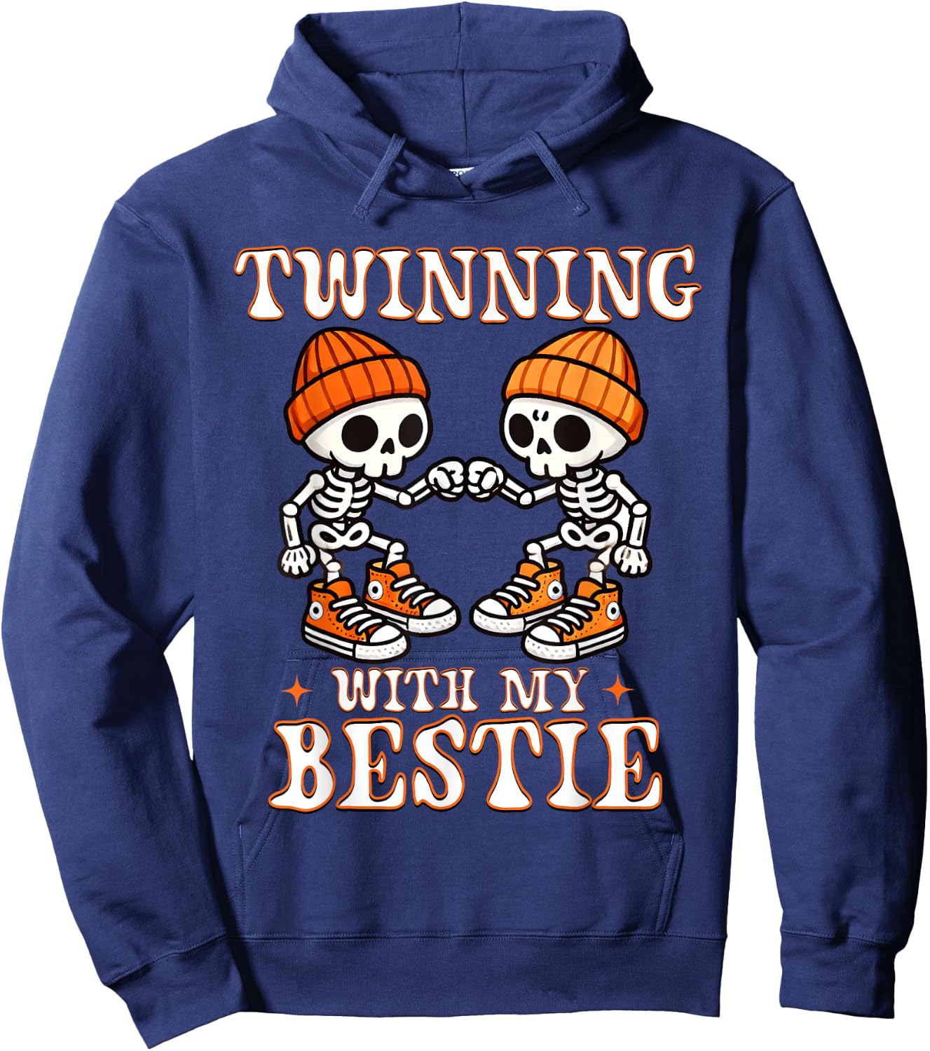 Twin Boys Twinning Halloween Best Friend Matching Skeleton Hoodie - Hoodie | Navy