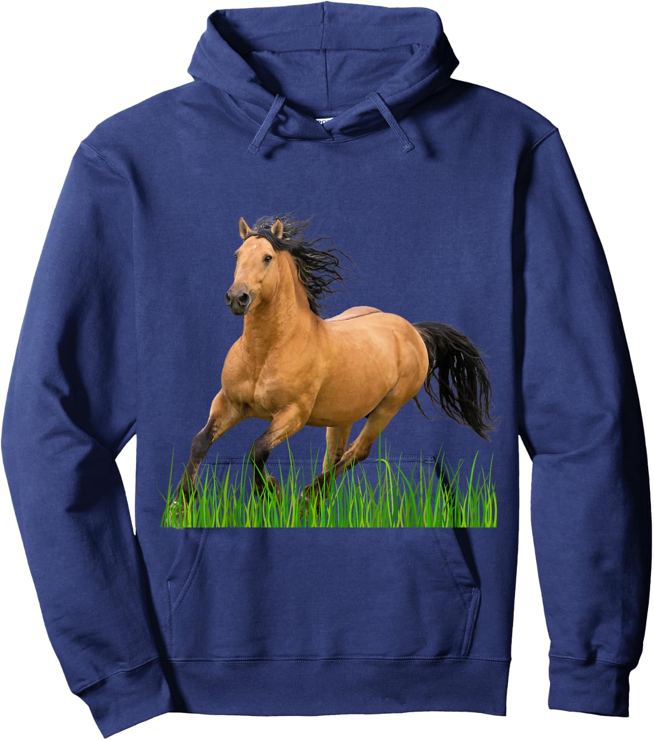 Horse Buckskin Mustang Horse Galloping Wild Horse Hoodie - Hoodie | Navy