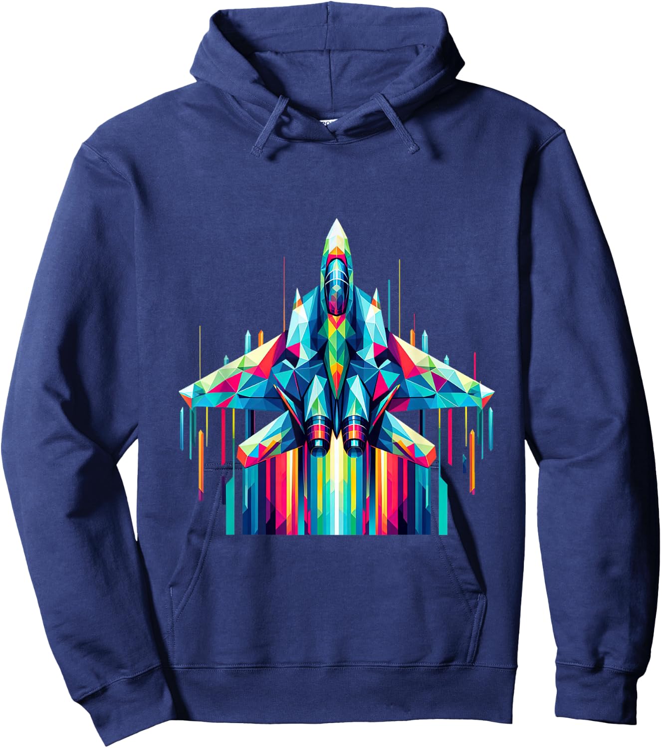 F14 Tomcat Fighter Jet Airplane Rainbow Colorful Rays Hoodie - Hoodie | Navy