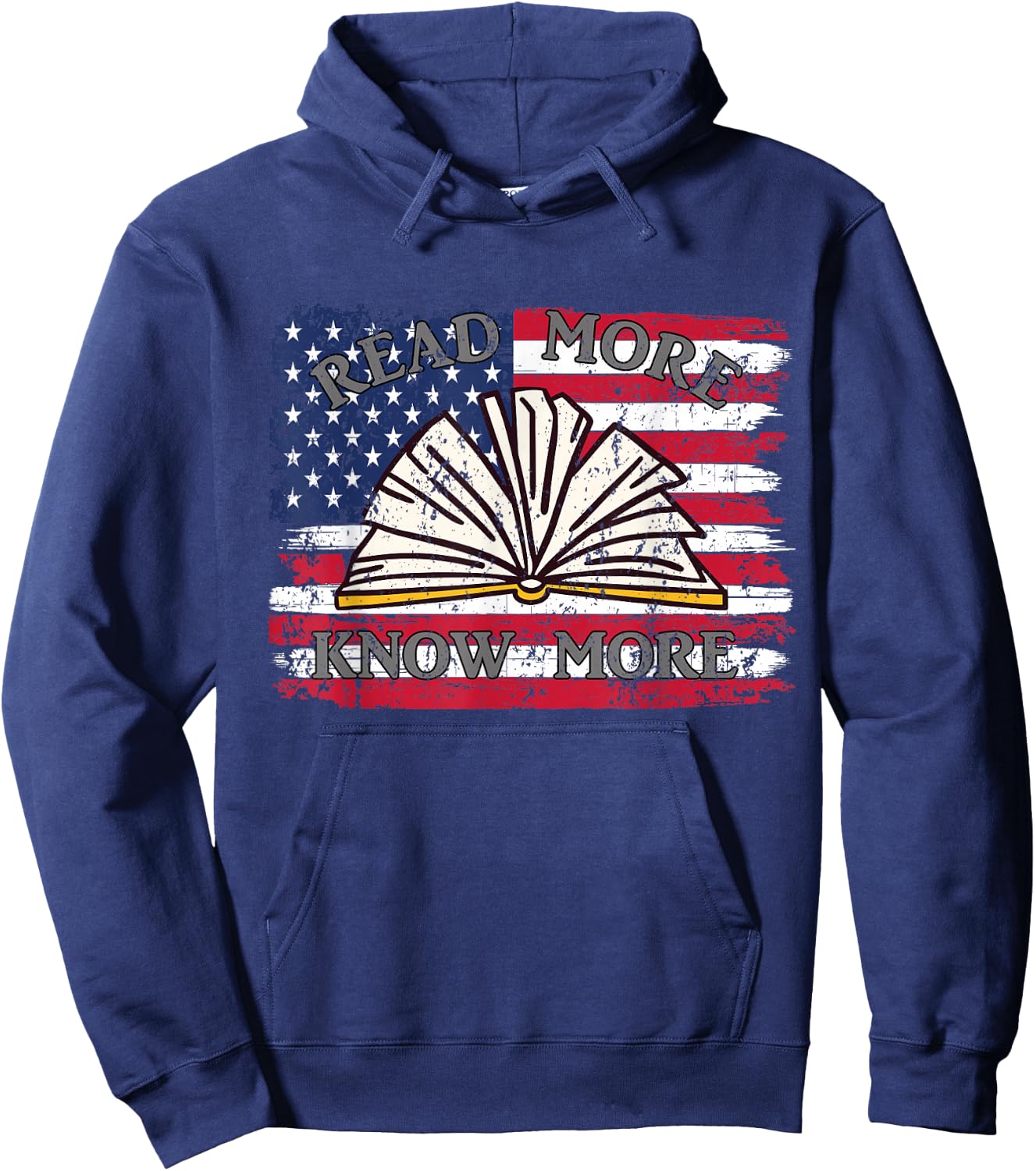 School Library Patriotic US Flag Funny For Librarian Hoodie - Hoodie | Navy