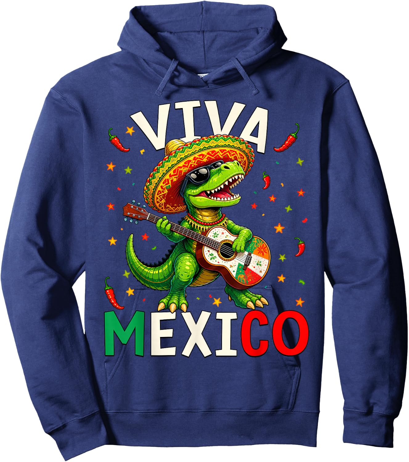 Kids Viva Mexico Shirt Boy Mexican Dinosaur Independence Day Hoodie - Hoodie | Navy