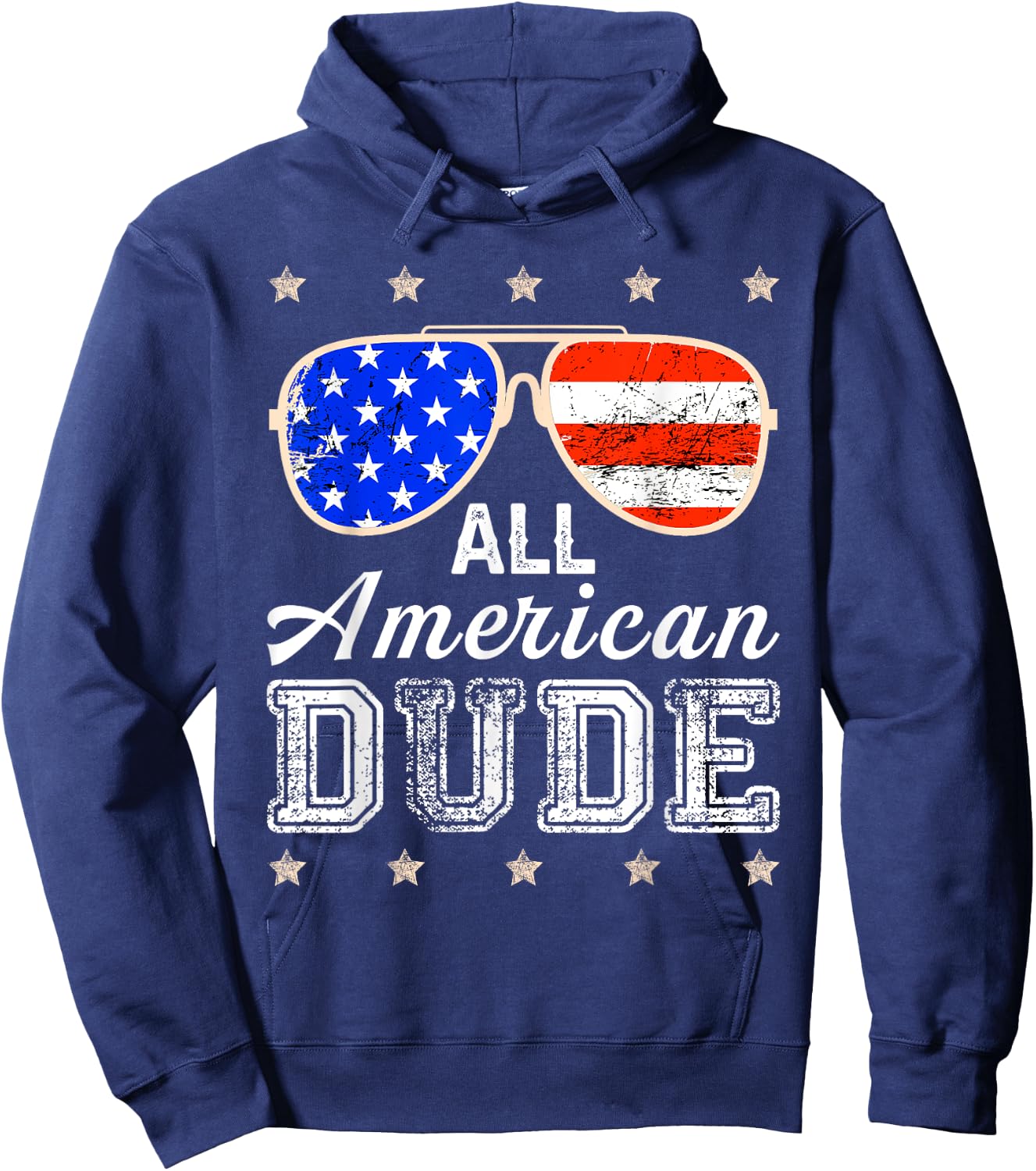 All American Dude 4th of July Family Matching Sunglass USA Hoodie - Hoodie | Navy