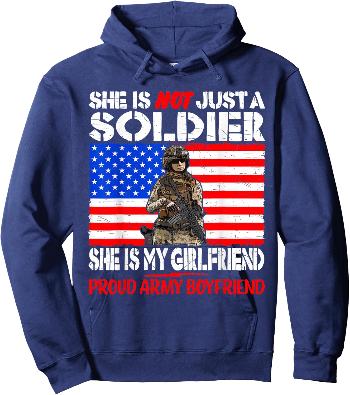 My Girlfriend Is A Soldier Proud Army Boyfriend Shirt Gifts Hoodie - Hoodie | Navy