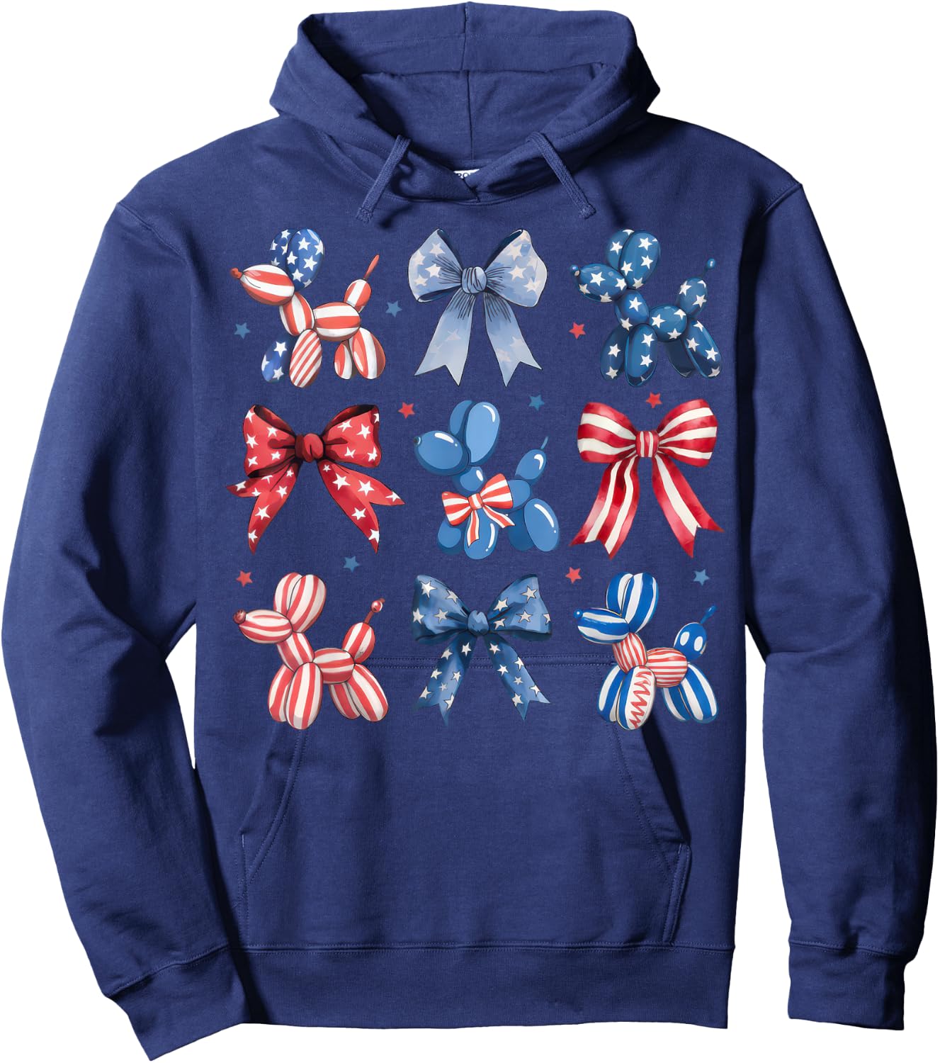 Cute Patriotic Balloon Dog 4th of July USA Flag Girls Kids Hoodie - Hoodie | Navy