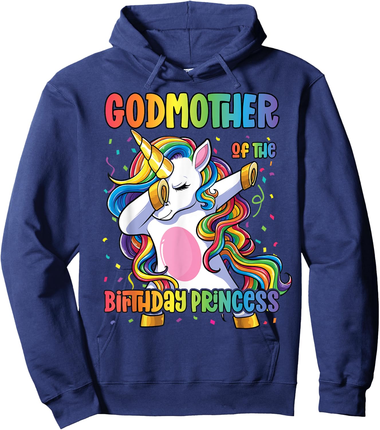 Godmother of the Birthday Princess Dabbing Unicorn Girl Hoodie - Hoodie | Navy