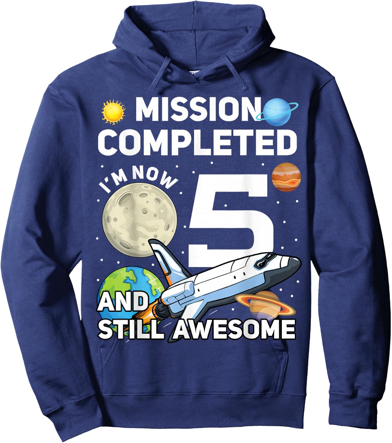 5th Space Birthday Space Birthday Party 5 Years Old Hoodie - Hoodie | Navy