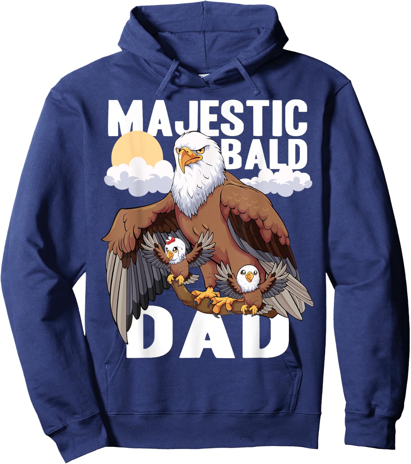 Father's Day Majestic Bald Dad Funny Bald Eagle Hoodie - Hoodie | Navy