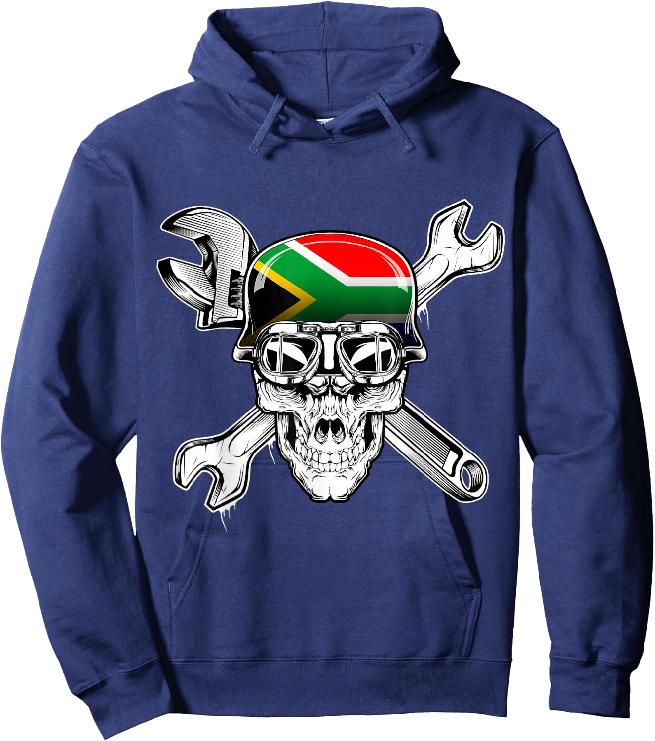South Africa Biker Skull Motorcycle Flag Hoodie - Hoodie | Navy