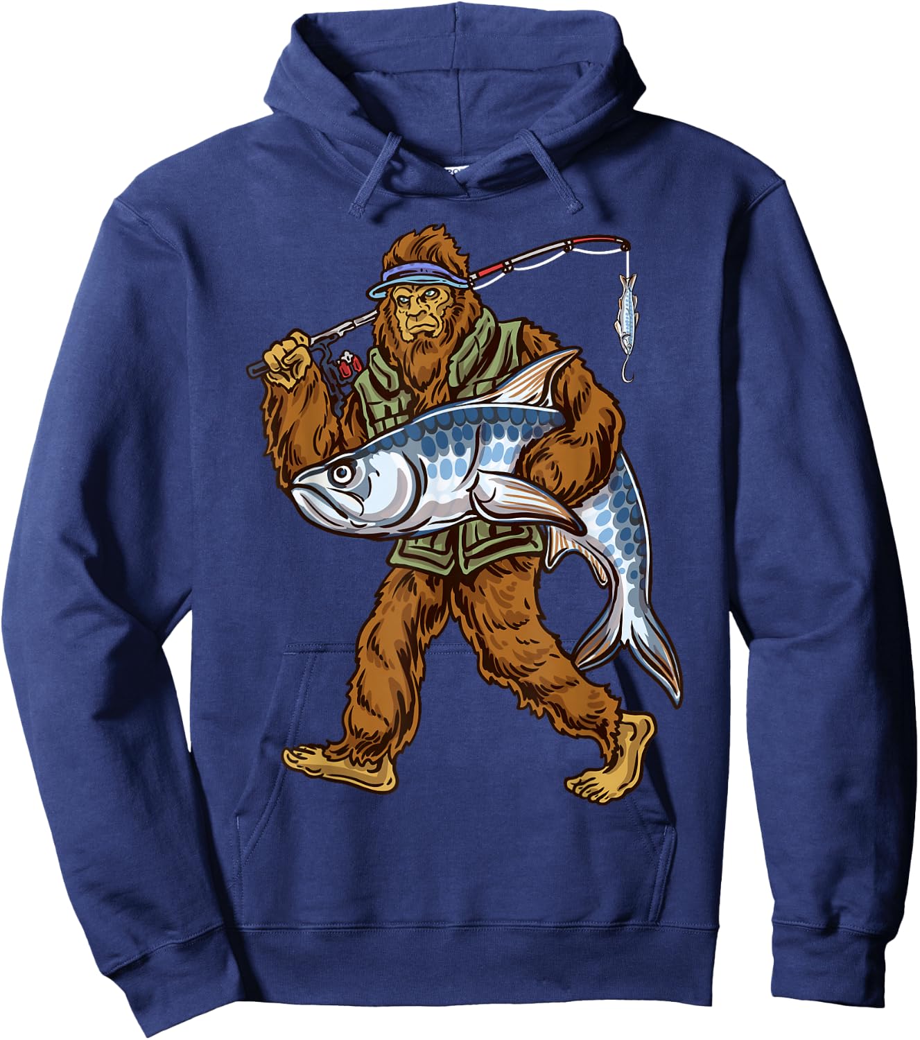 Northern Outdoors Tarpon Collection Men's Black Tarpon Fishing Bigfoot Theme , Small, Short Sleeve, Classic Fit Hoodie - Hoodie | Navy