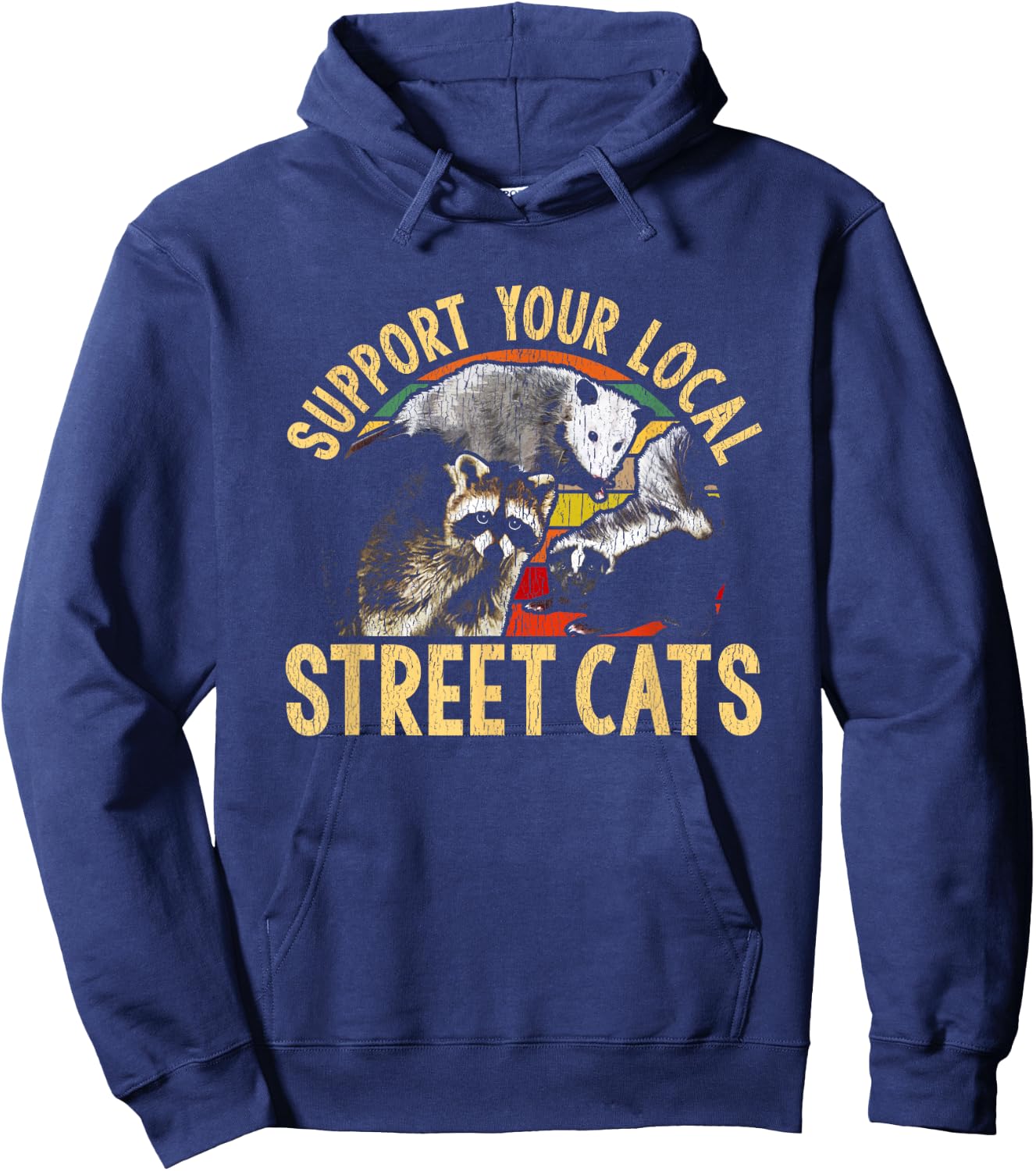 Support Local Street Cats! Raccon, Skunk Hoodie - Hoodie | Navy