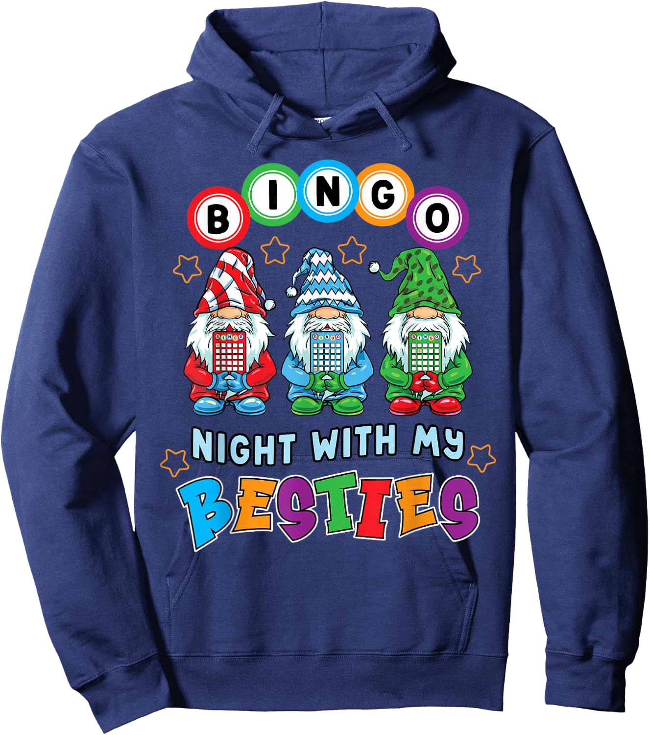 Gnome Bingo Night with My Bestie Gambling Gambler Gift Funny Hoodie - Hoodie | Navy