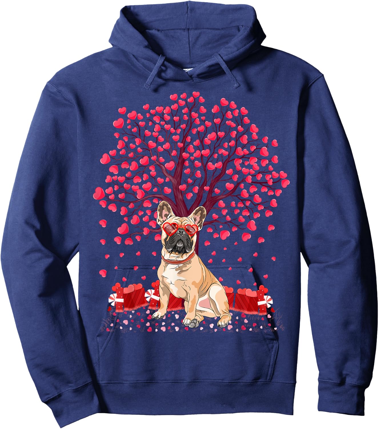 French Bulldog Lover Funny French Bulldog Valentine Day Women Girls Kids Hoodie - Hoodie | Navy