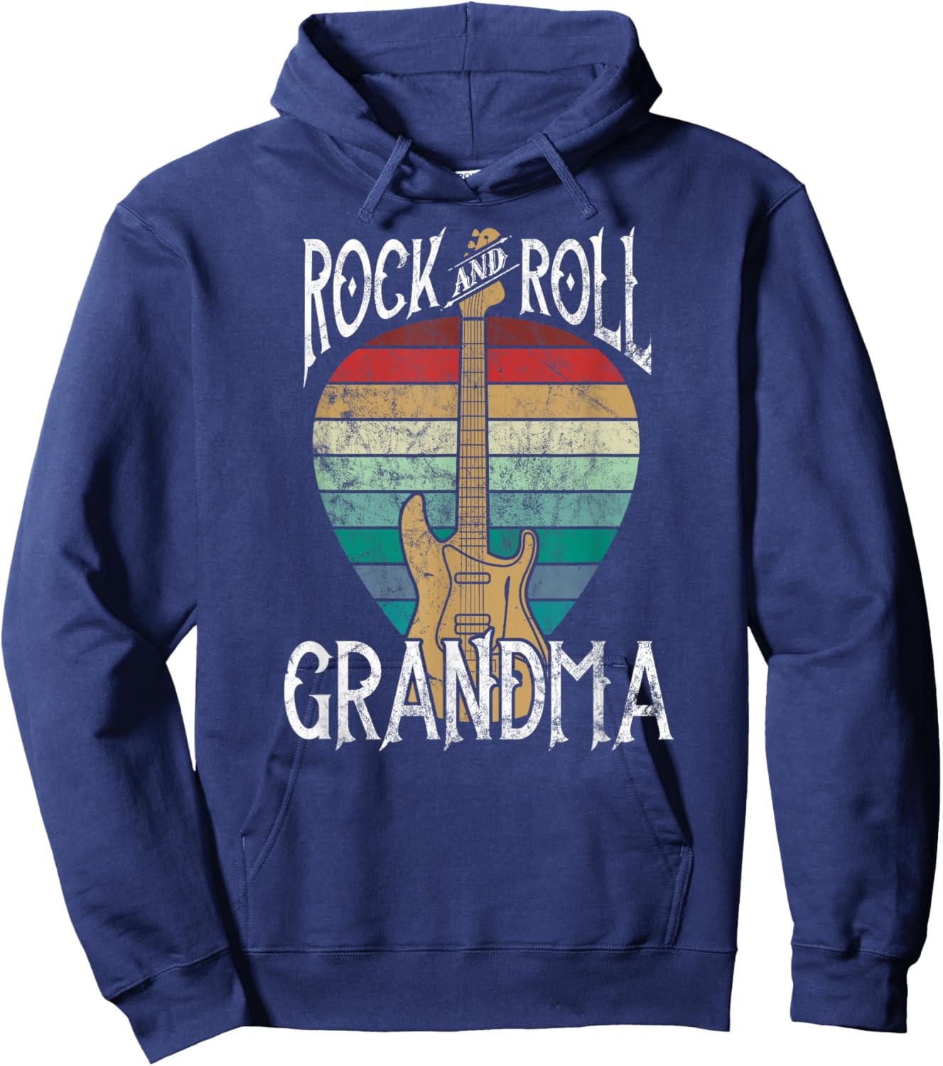 Rock n Roll Grandma Vintage Guitar Player Gift Hoodie - Hoodie | Navy