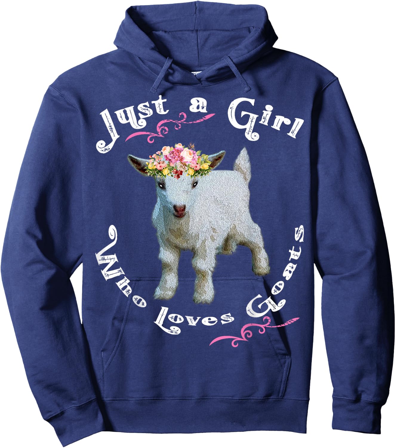 Just a Girl Who Loves Goats Goat Farm Crazy Lady Gift Hoodie - Hoodie | Navy