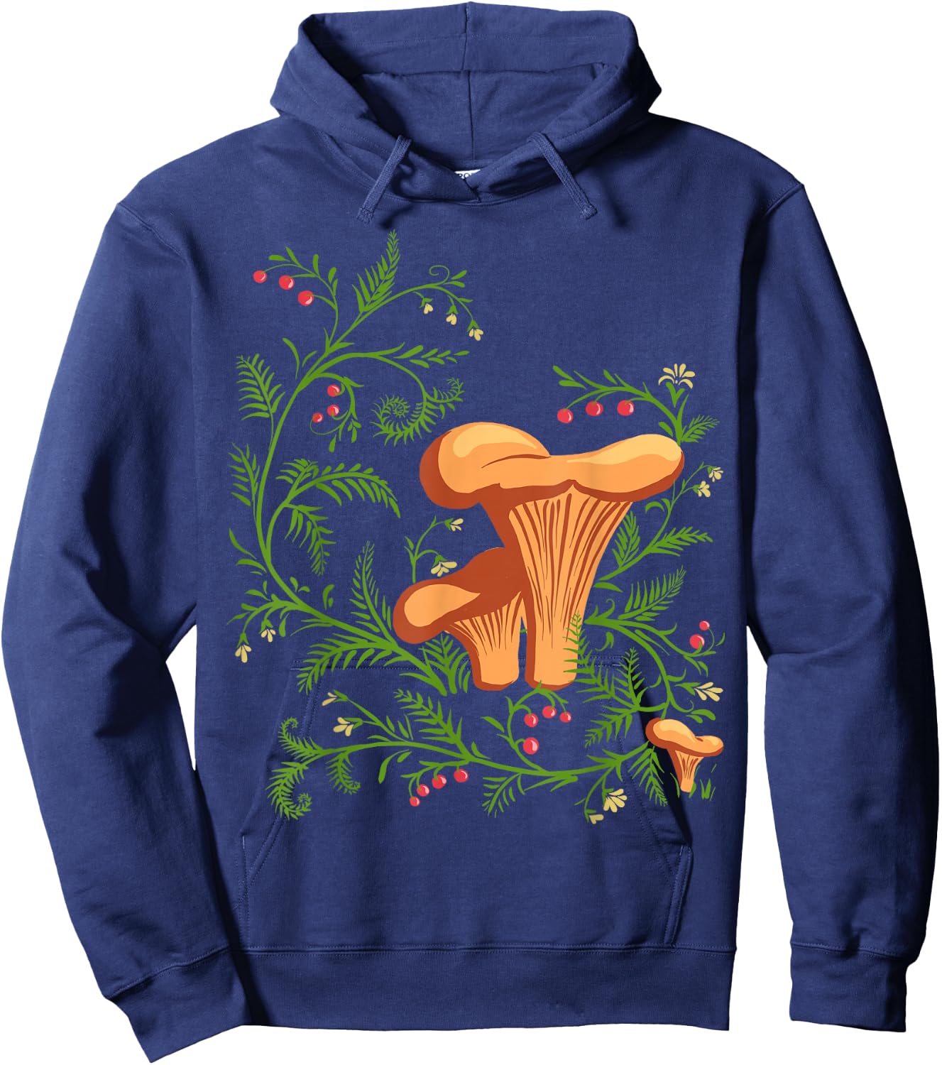 Forest Mushrooms Floral Fungi Vintage Ukrainian Vyshyvanka Hoodie - Hoodie | Navy