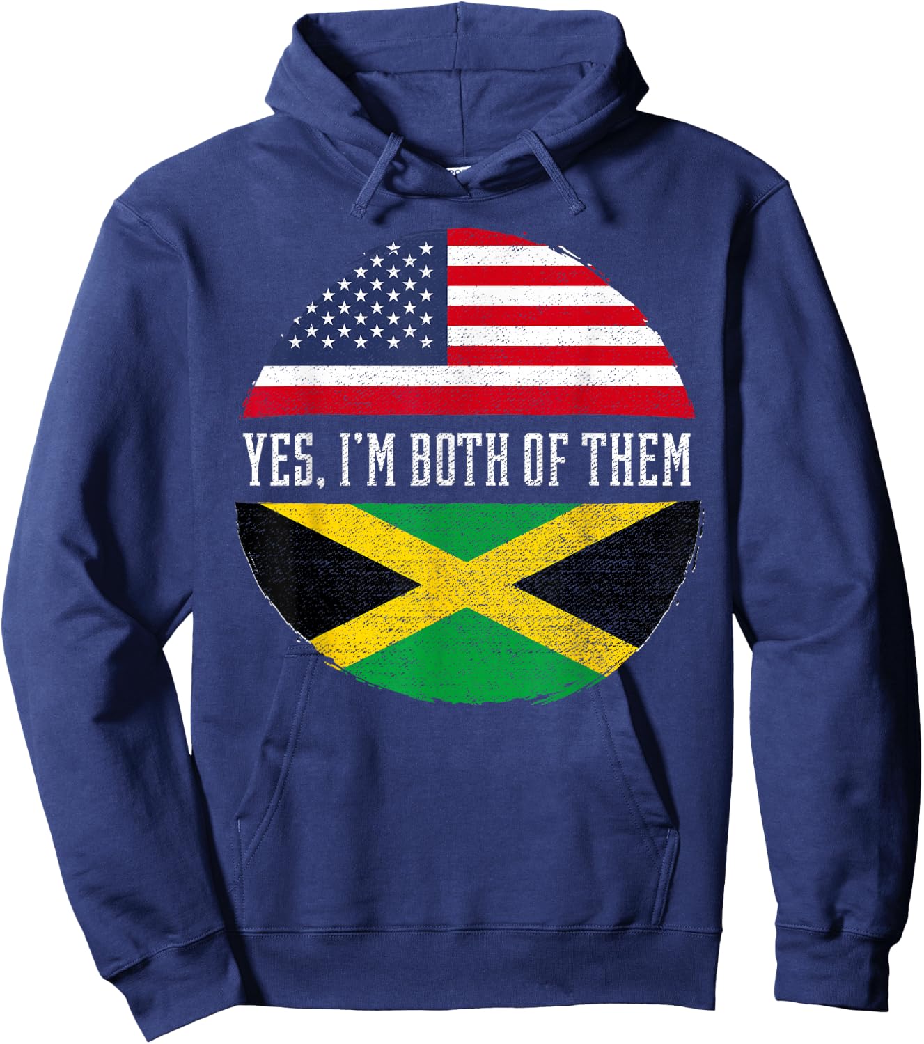 Half American Half Jamaican USA Flag Jamaica Heritage DNA Small Hoodie - Hoodie | Navy