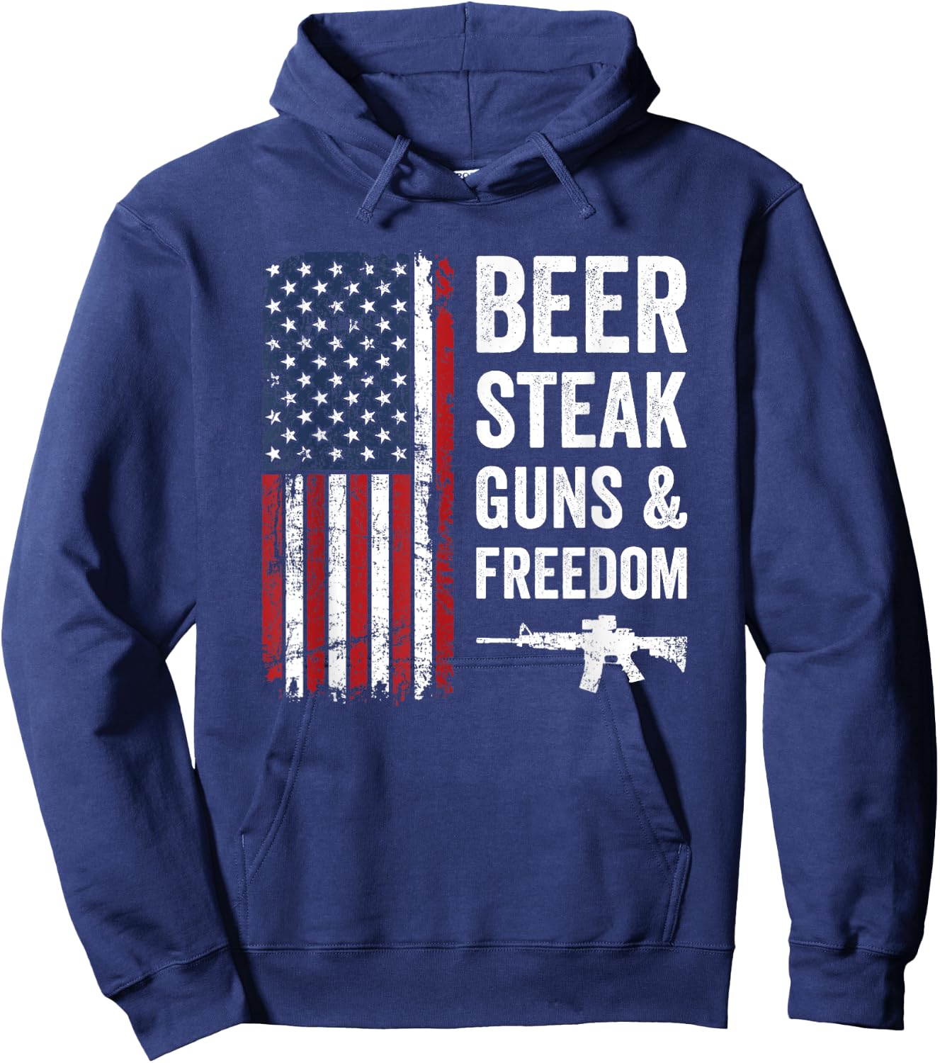 Beer Steak Guns & Freedom - USA Drinking BBQ Funny Gun Hoodie - Hoodie | Navy