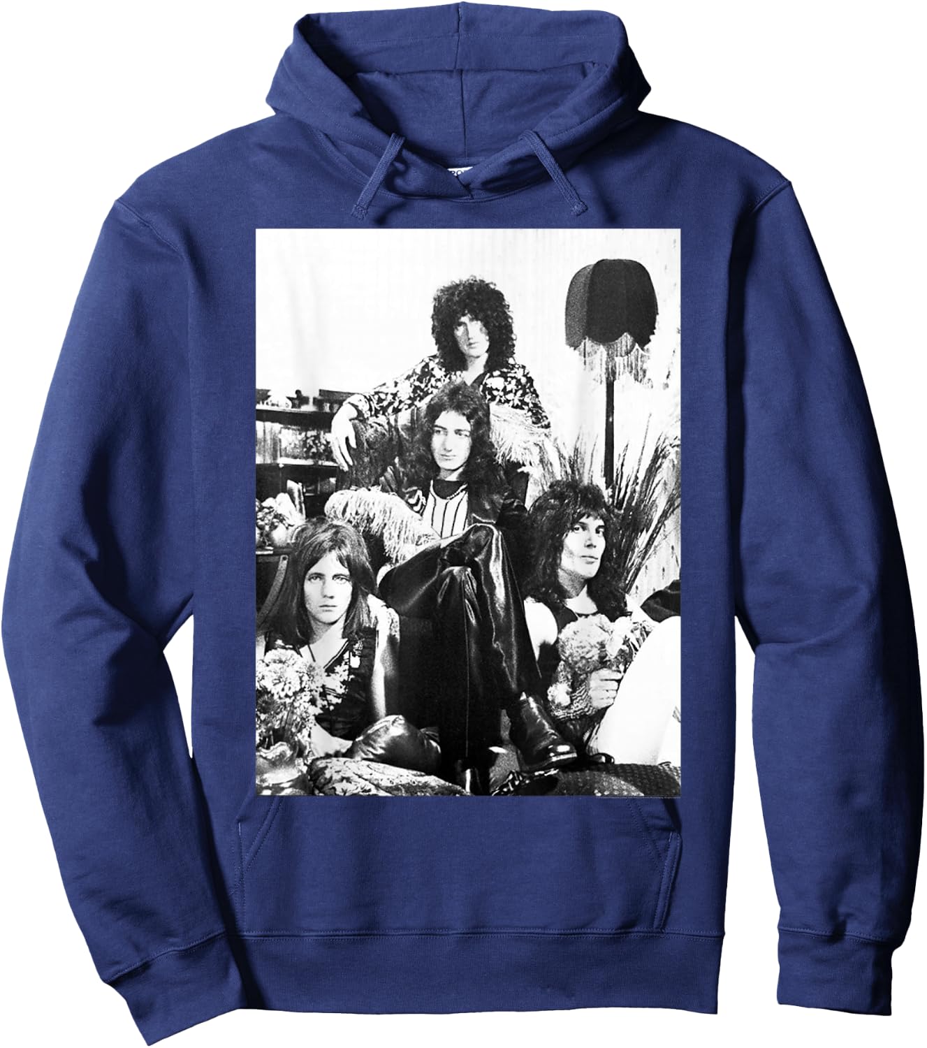 Queen Official Lampshade Promo B&W Vintage Photo Hoodie - Hoodie | Navy