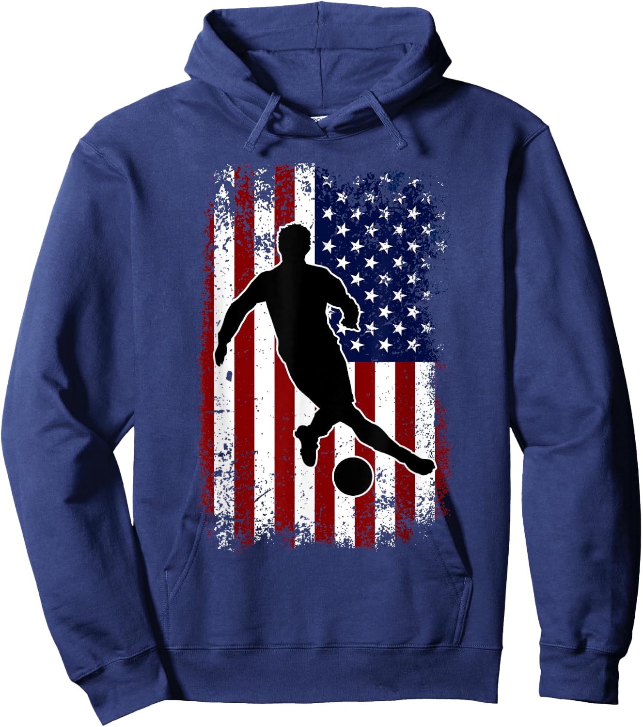 Vintage Soccer 4th of July USA American Flag Boys Men Hoodie - Hoodie | Navy