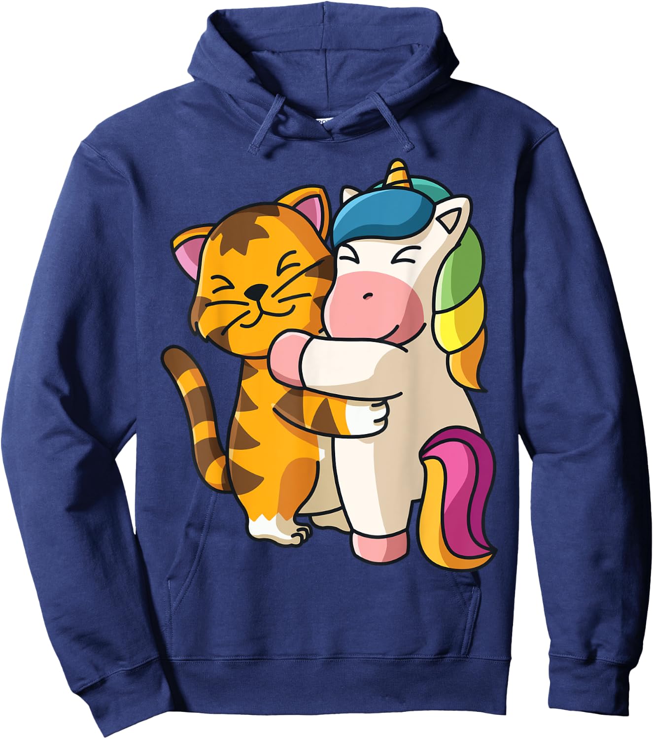 Tiger and Unicorn Cute Zoo Animals Hugging Hoodie - Hoodie | Navy