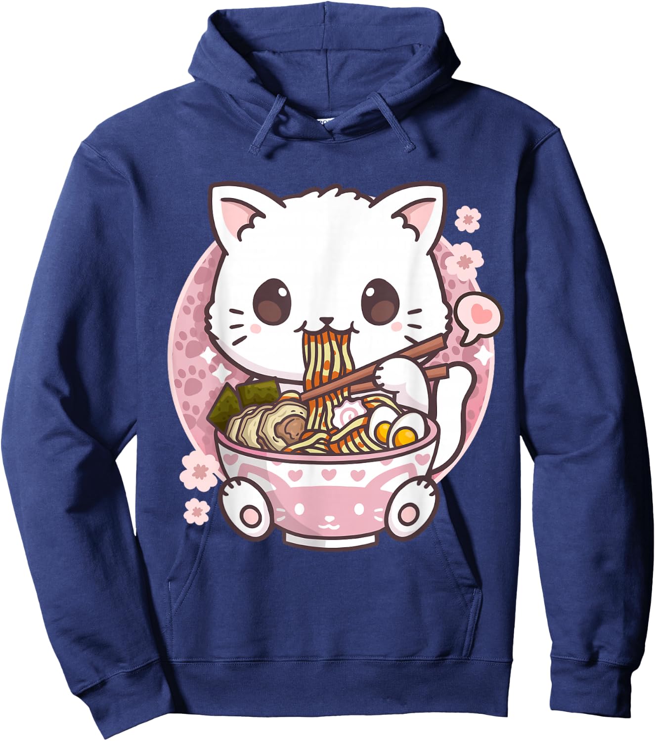 Kawaii Anime Shirts Ramen Cat Kawaii Anime Ramen Cat Cat Lovers Kawaii Neko , Black Hoodie - Hoodie | Navy