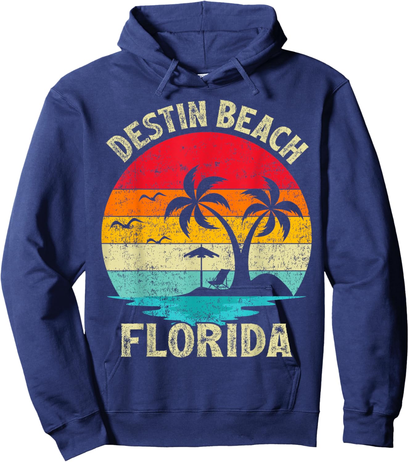 Family Vacation Vintage Retro Florida Destin Beach Hoodie - Hoodie | Navy
