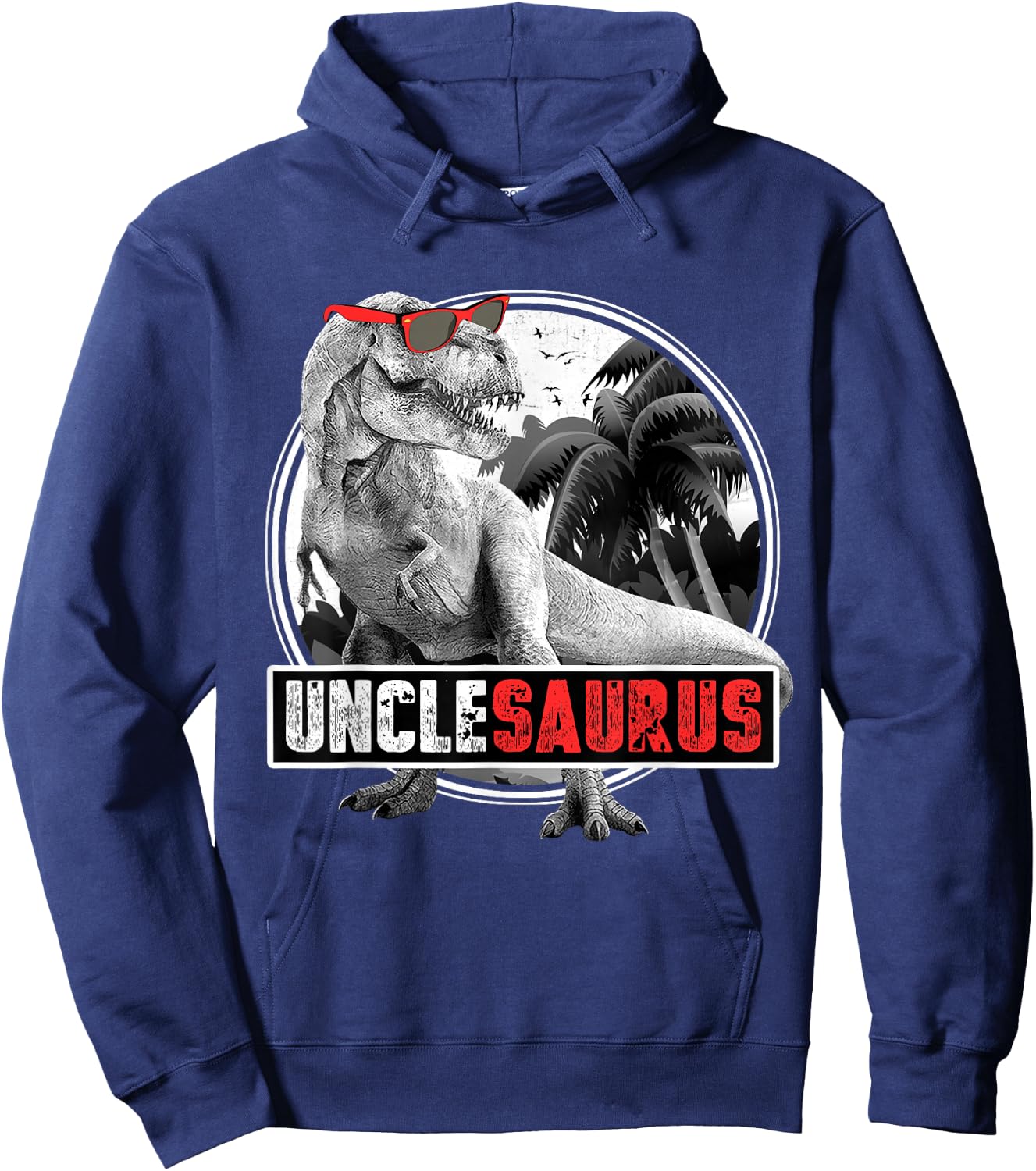 Dinosaur Family Dinosaurier - Men's Unclesaurus T-Rex Dinosaur Uncle - Black - Small - Short Sleeve - Cotton 60%, Polyester 40% Hoodie - Hoodie | Navy