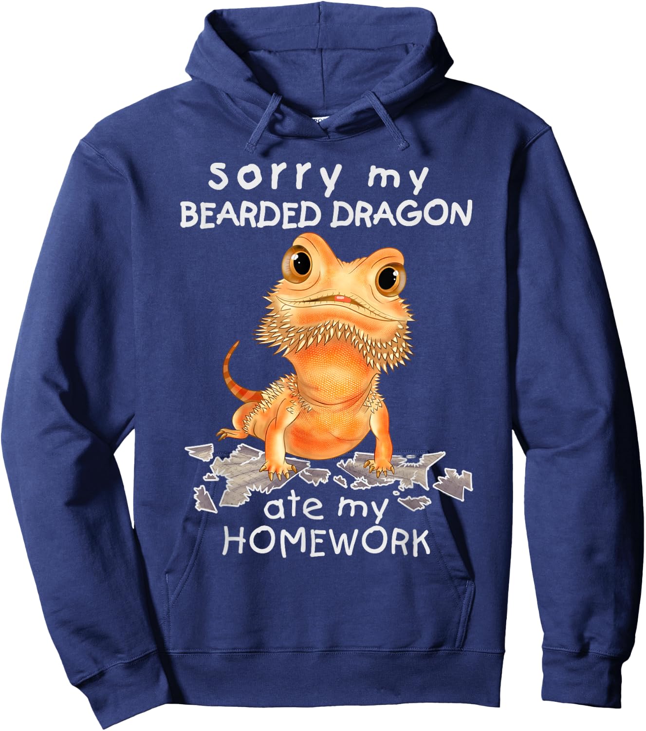Funny Bearded Dragon Cute Lizard Beardie Ate My Homework Hoodie - Hoodie | Navy